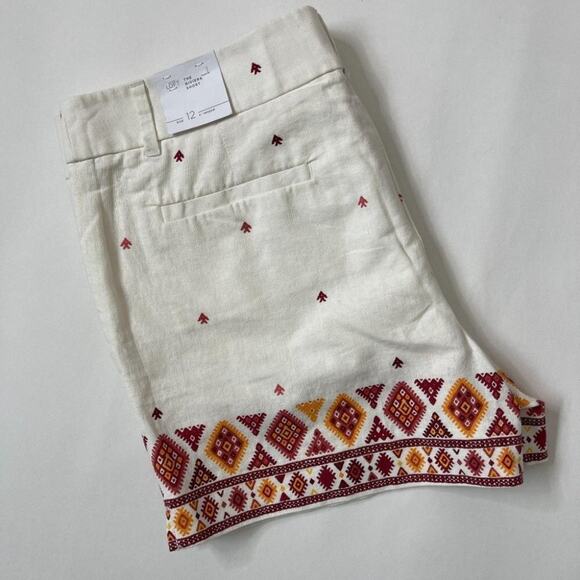 NWT LOFT Linen Riviera Shorts Aztec Print Sz 12 - Picture 7 of 7